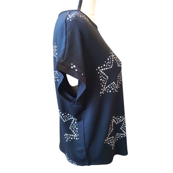 Buffalo Short Sleeve Black Blouse with Stars - Picture 4 of 16